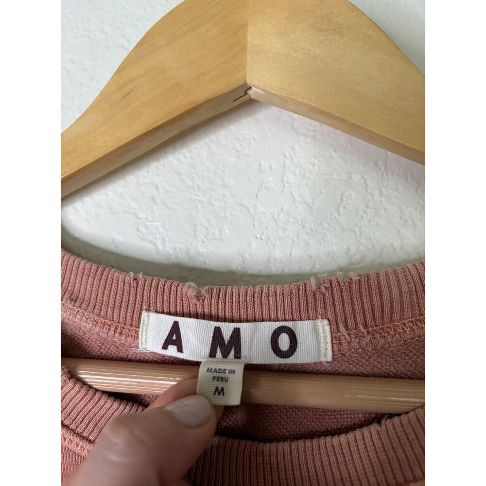 AMO Short Sleeve Crewneck Sweatshirt Washed Terracotta Pink Size Medium Casual - Picture 2 of 4